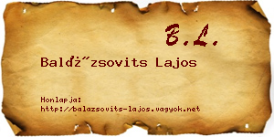 Balázsovits Lajos névjegykártya